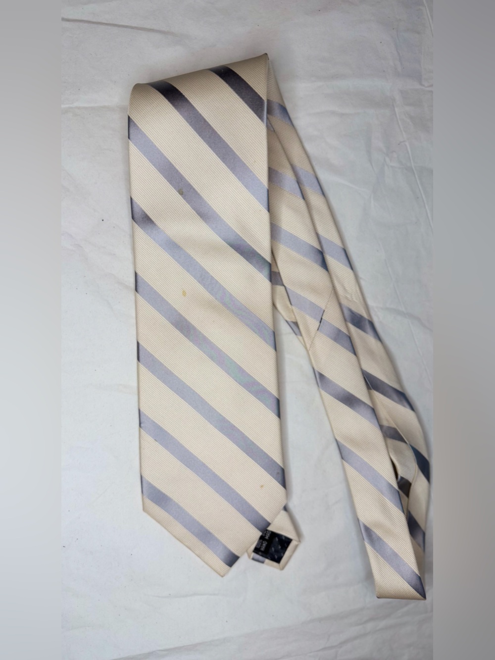 Classic Cream and Light Gray Striped Men's Tie